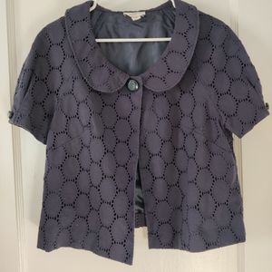 Ann Taylor Loft Eyelet Navy Blue Jacket Blazer Size 10